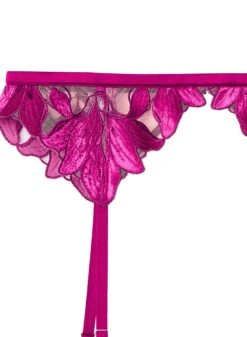 Fleur Du Mal Velvet Lily Embroidery Garter Belt 16 Fleur Du Mal Velvet Lily Embroidery Garter Belt -Fleurdumal Shop magentavelvetgarterflat2