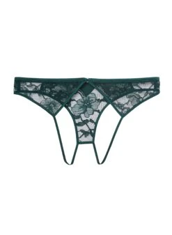 Fleur Du Mal Magnolia Lace Ouvert Panty -Fleurdumal Shop magnolialaceouvertevergreenflat1