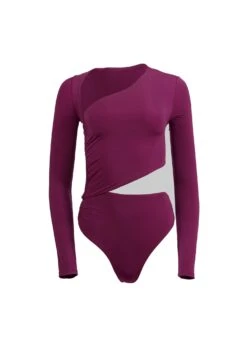 Fleur Du Mal Asymmetric Wrap Bodysuit -Fleurdumal Shop malbecbodysuitflat1