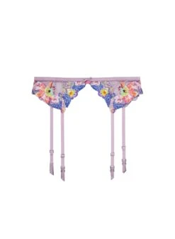 Fleur Du Mal Orchid Embroidery Garter -Fleurdumal Shop orchidgarterflat1