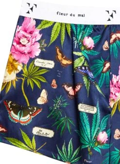 Fleur Du Mal Botanical Unisex Boxer Short -Fleurdumal Shop papillonindigoboxerflat2