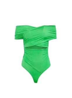 Fleur Du Mal Wrap Front Bodysuit -Fleurdumal Shop peridotbodysuitflat1