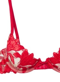 Fleur Du Mal Fuller Cup Velvet Lily Embroidery Plunge Demi Bra -Fleurdumal Shop rougevelvetbraflat2 97e5f71c 0505 4828 8543 ed9b6a699eb3