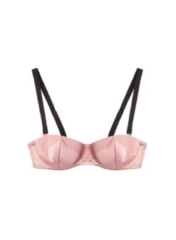 Fleur Du Mal Top Stitch Convertible Bra -Fleurdumal Shop satinconvertiblebrarosepinkflat1
