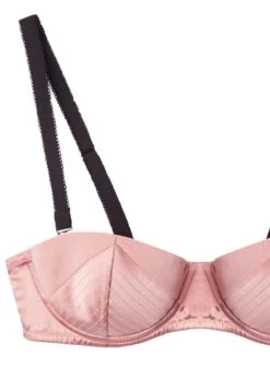 Fleur Du Mal Top Stitch Convertible Bra -Fleurdumal Shop satinconvertiblebrarosepinkflat2
