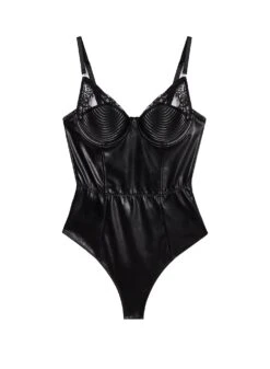 Fleur Du Mal Vegan Leather Bebe Bodysuit -Fleurdumal Shop veganleatherbebebodysuitflat1