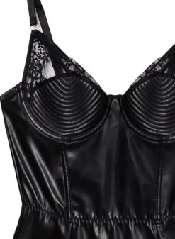 Fleur Du Mal Vegan Leather Bebe Bodysuit -Fleurdumal Shop veganleatherbebebodysuitflat2