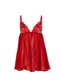 Fleur Du Mal Velvet Lily Embroidery Babydoll -Fleurdumal Shop velvetrougebabydollflat1