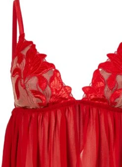 Fleur Du Mal Velvet Lily Embroidery Babydoll -Fleurdumal Shop velvetrougebabydollflat2
