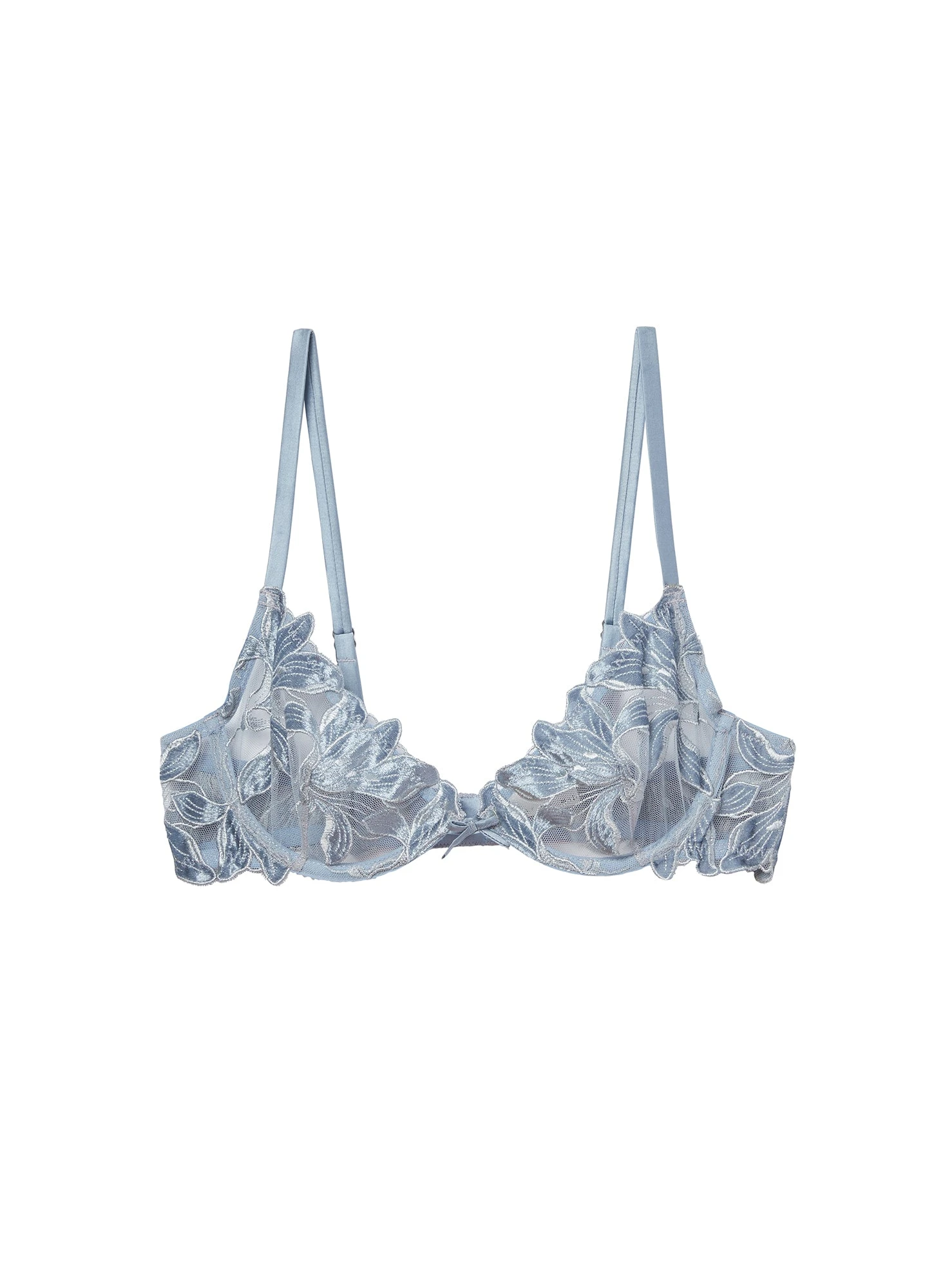 Fleur Du Mal Fuller Cup Velvet Lily Embroidery Plunge Demi Bra 3 Fleur Du Mal Fuller Cup Velvet Lily Embroidery Plunge Demi Bra - Image 3