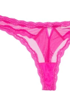 Fleur Du Mal Sheer Tulle Thong -Fleurdumal Shop wildpinkthongflat2